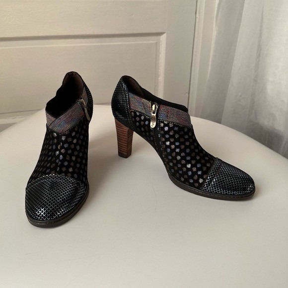 Socofy Laura Vita Elodie heeled ankle boots iridescent artsy fairy whimsy 8.5 - Picture 3 of 17